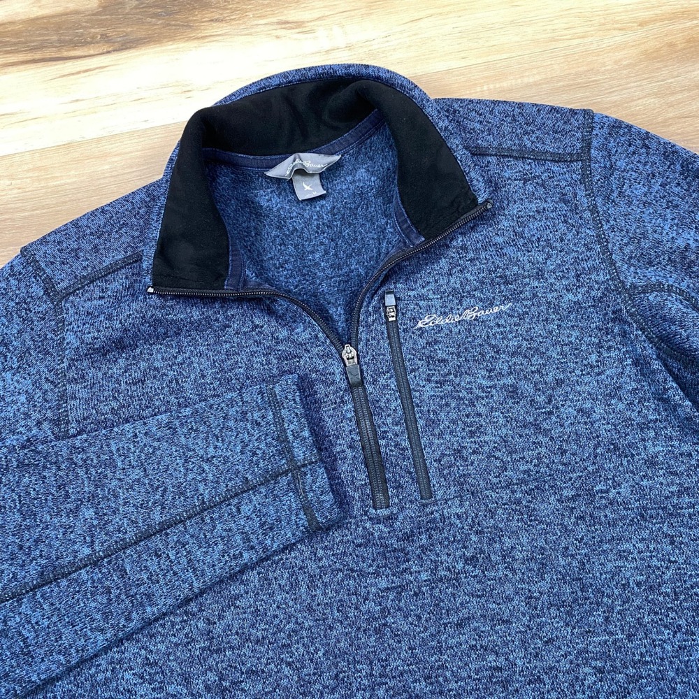 Eddie Bauer 1/4 Zip Pullover Men M Gorpcore Polyester Fleece Blue Marl Midweight